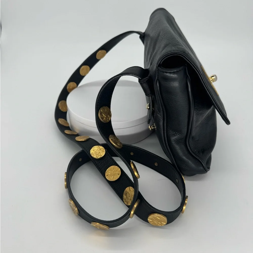 Christian Louboutin Black Leather Crossbody Bag | Red Lining | Gold Hardware